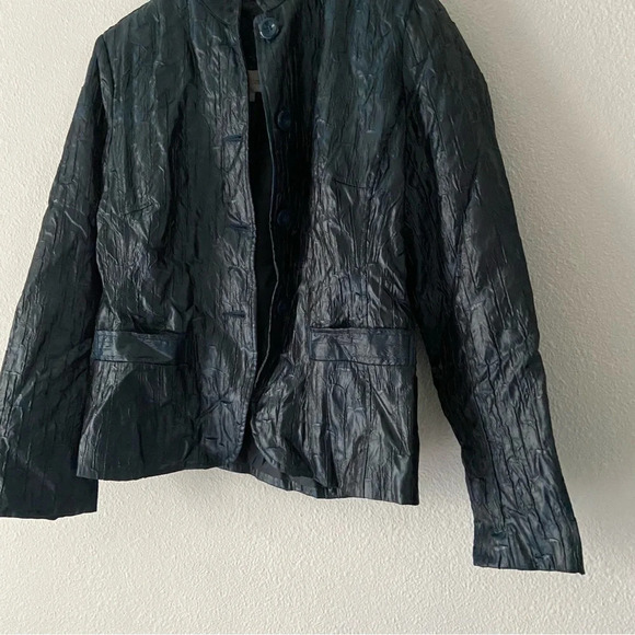 Erin London Vintage Grunge Gothic Crinkle Faux Leather Blazer Jacket Medium - Picture 5 of 14